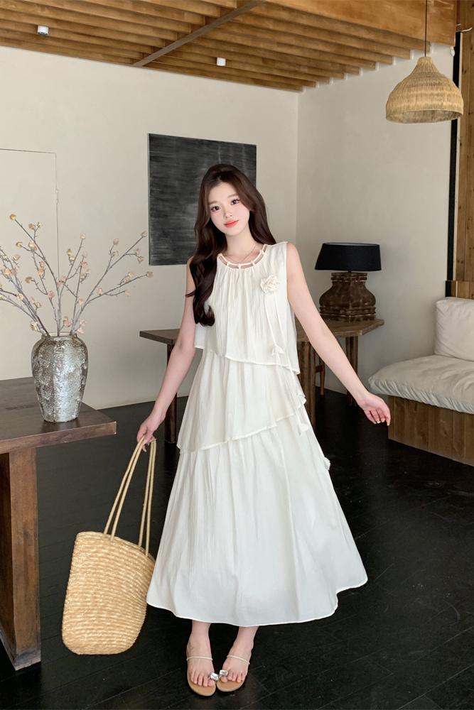 Light Apricot Sleeveless Midi Dress for Women 2026 Summer City Commute - Style 71f8c5 - Image 5