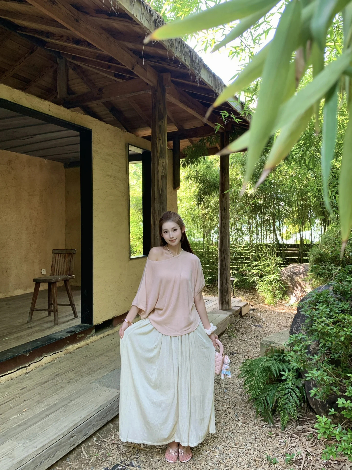 Tencel Linen Batwing Sleeve Lazy Style Top and Skirt Two Piece Set