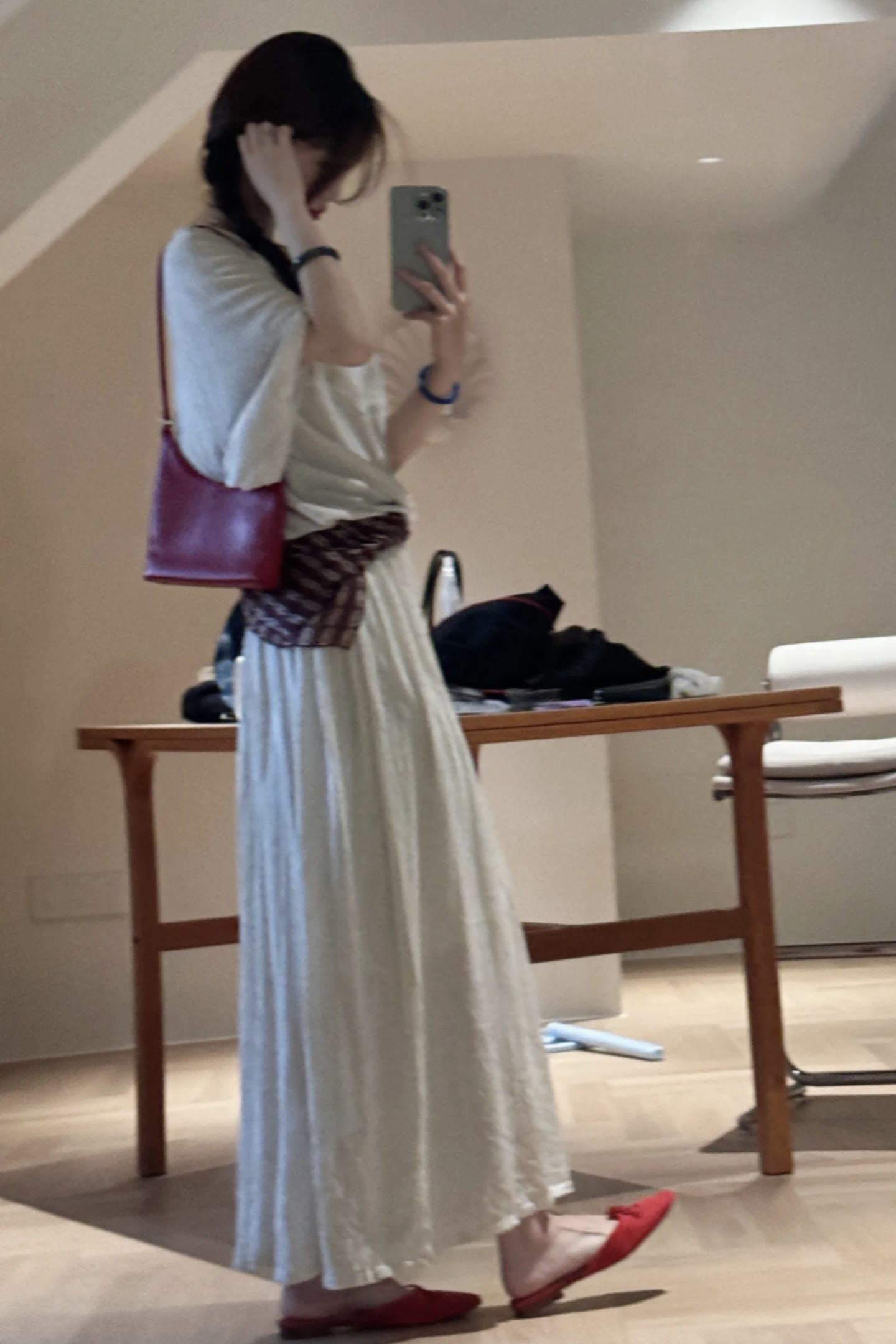 Women's Linen Tencel Blend Batwing Sleeve Knit Top and Long Skirt Set - Style a9bbda - Image 2
