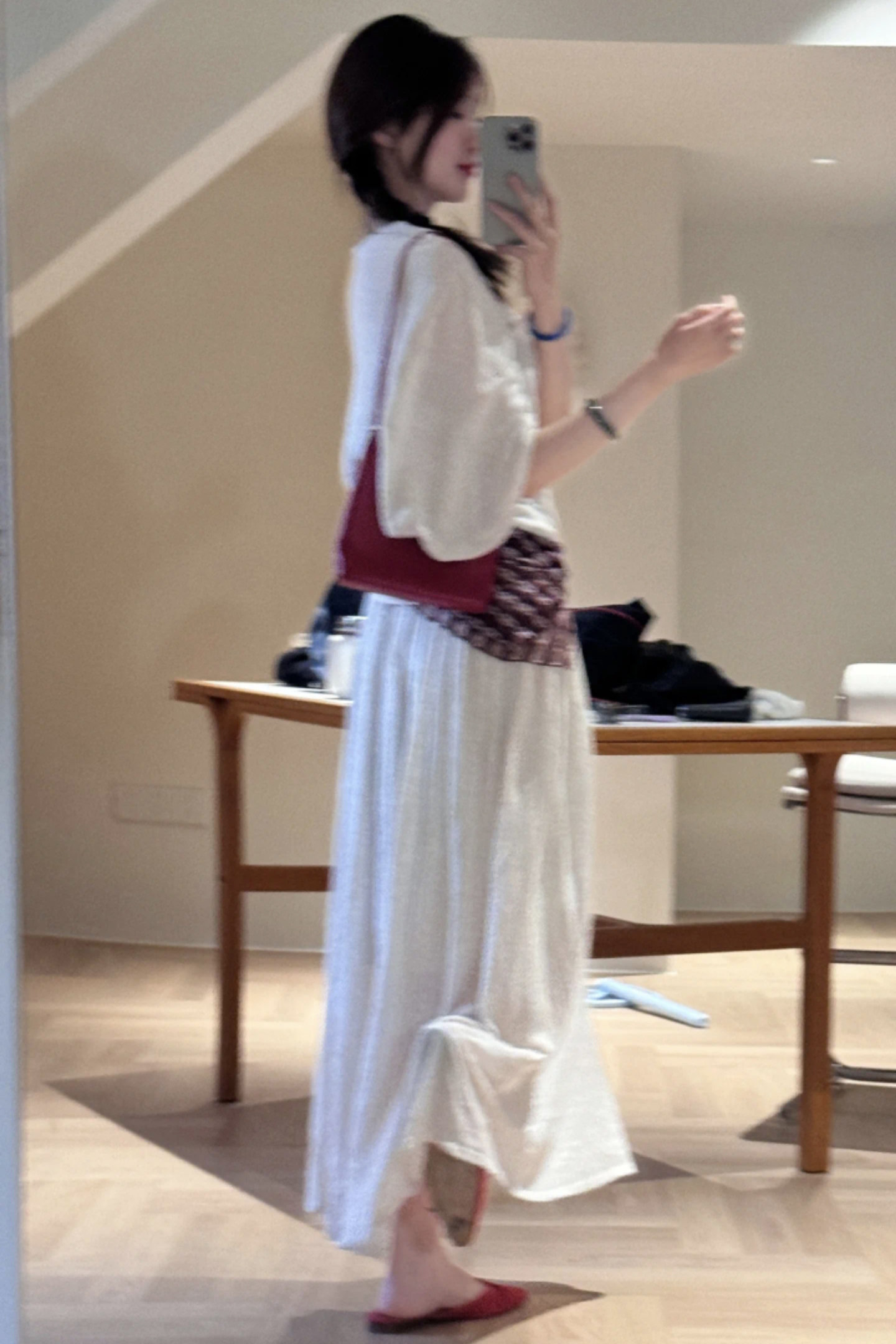 Women's Linen Tencel Blend Batwing Sleeve Knit Top and Long Skirt Set - Style a9bbda - Image 3