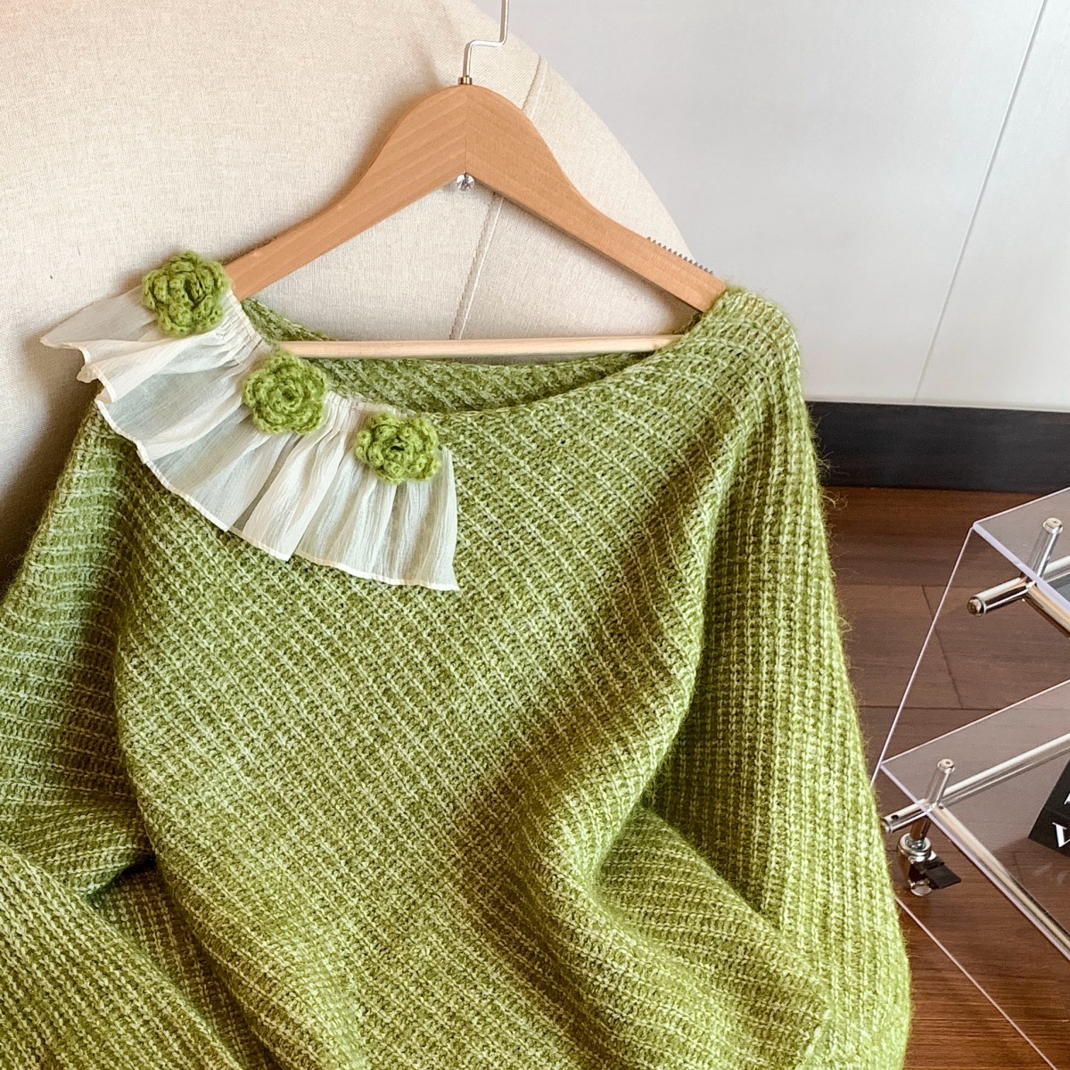 Women's 3D Floral Irregular Knit Sweater 2026 Fall Winter Loose Pullover - Image 3