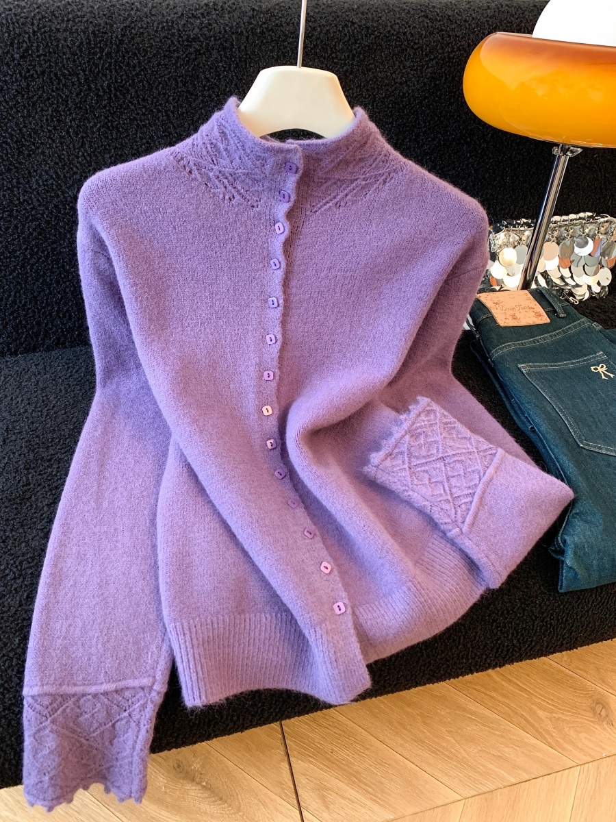 Women’s Slimming Half-Turtleneck Knit Top Autumn Winter New Soft Comfortable Cardigan Sweater