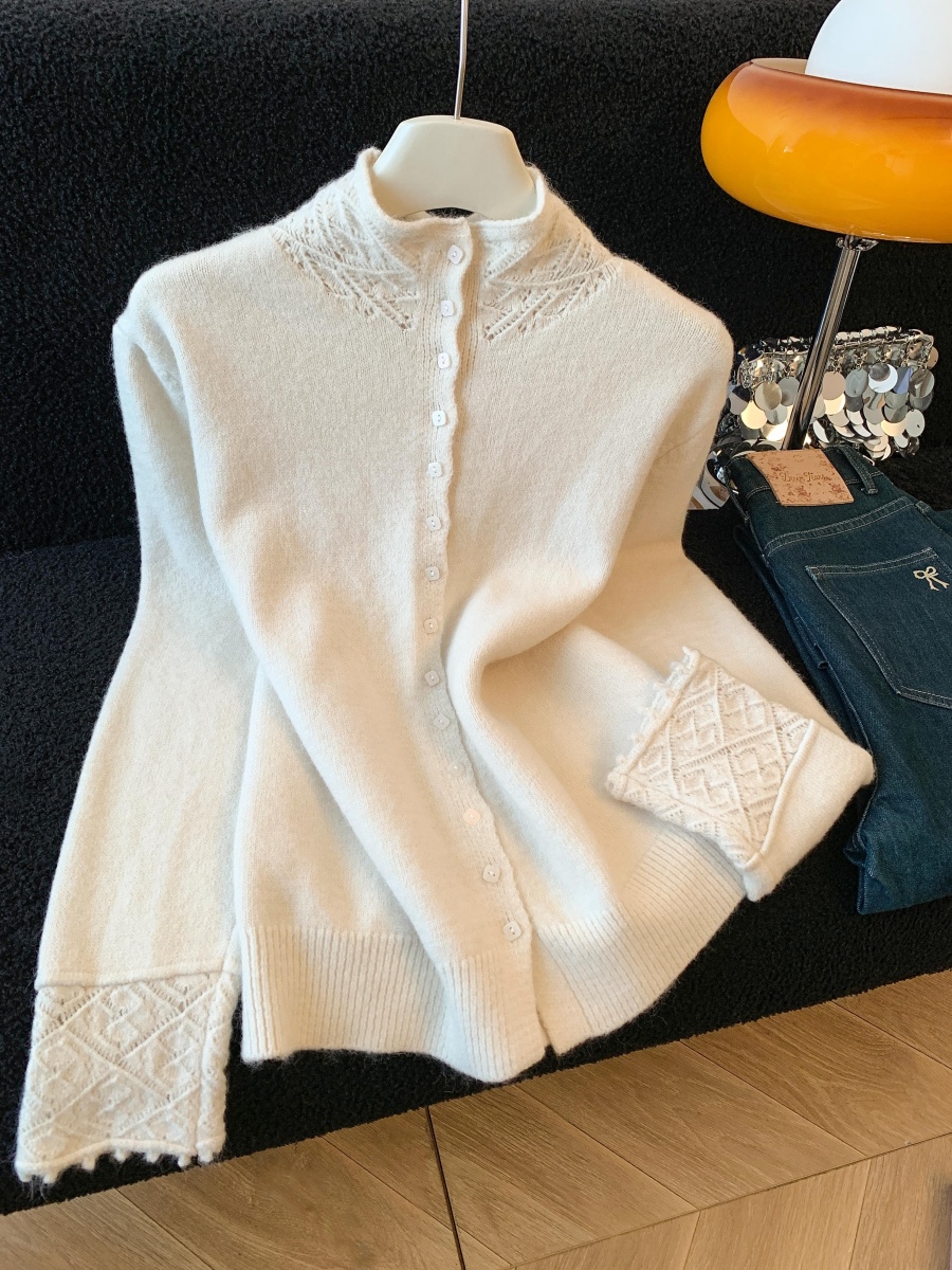 Women's Slimming Half-Turtleneck Knit Top Autumn Winter New Soft Comfortable Cardigan Sweater - Image 2
