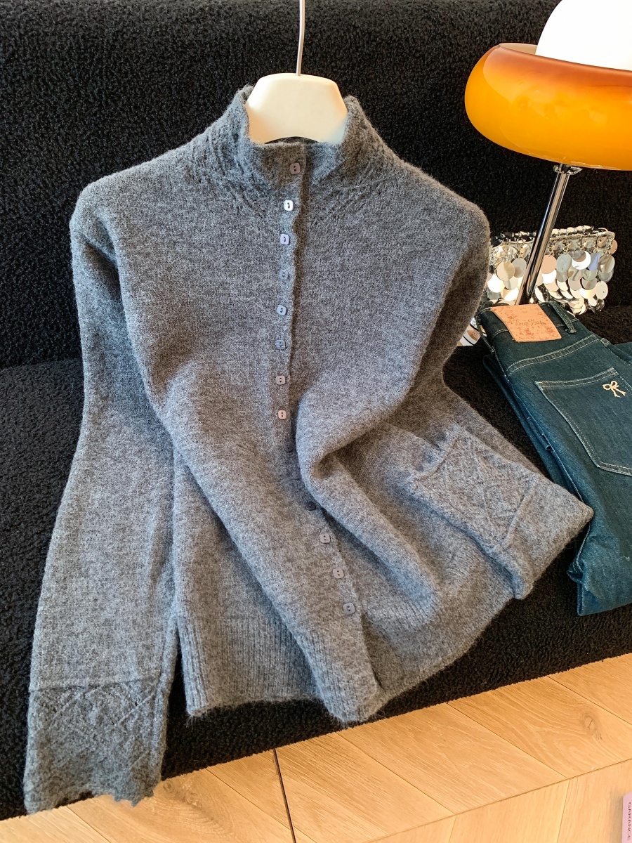 Women's Slimming Half-Turtleneck Knit Top Autumn Winter New Soft Comfortable Cardigan Sweater - Image 3