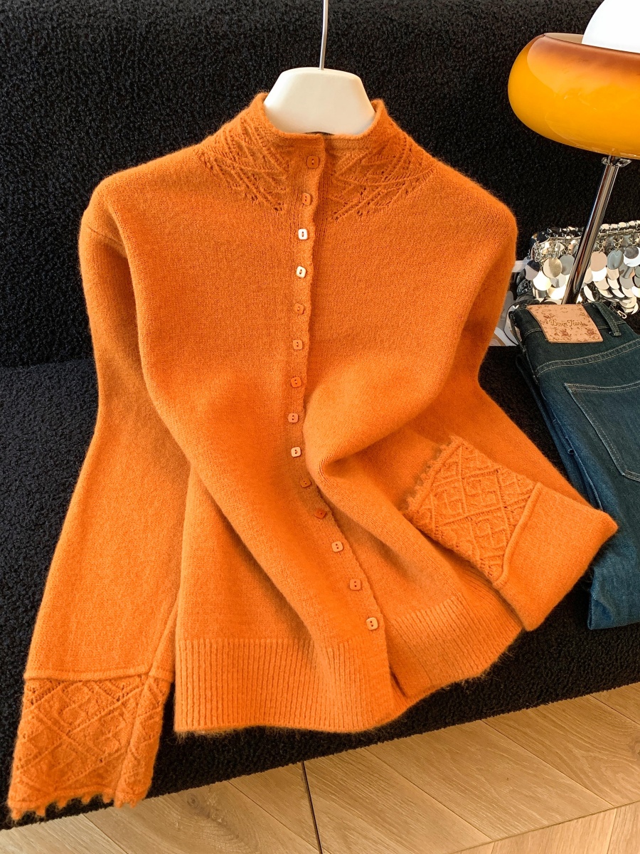 Women's Slimming Half-Turtleneck Knit Top Autumn Winter New Soft Comfortable Cardigan Sweater - Image 4