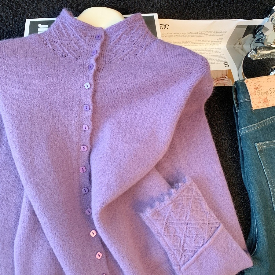 Women's Slimming Half-Turtleneck Knit Top Autumn Winter New Soft Comfortable Cardigan Sweater - Image 5