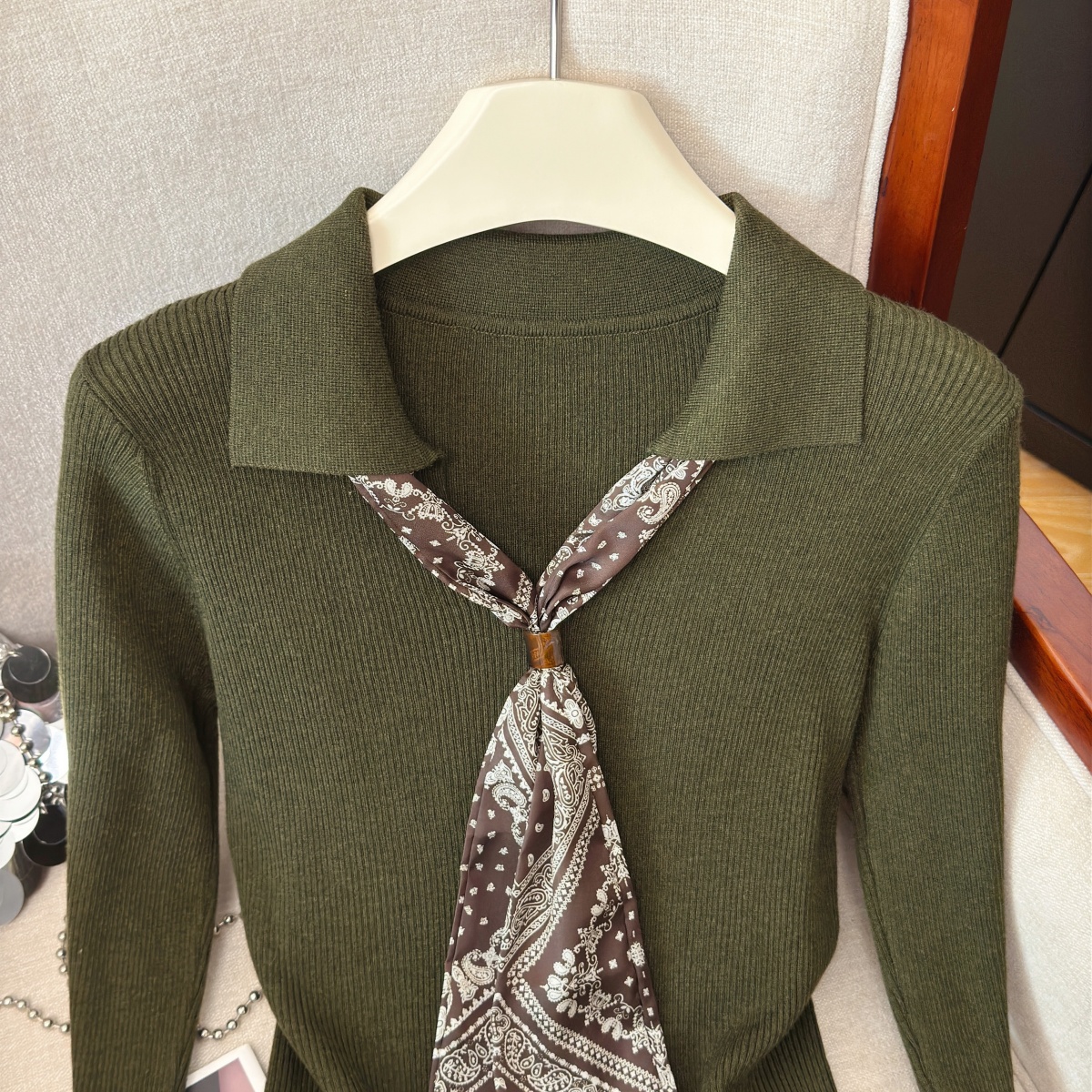 Hong Kong Style Ribbon Knit Top for Women Fall 2026 New Elegant Slimming Long Sleeve Pullover - Image 4