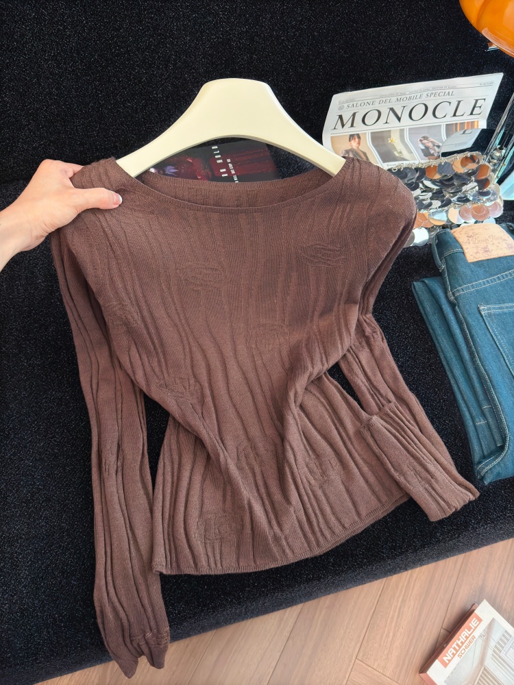 Women's Rose Knit Long Sleeve Sweater Retro Style Pullover Top - Image 3